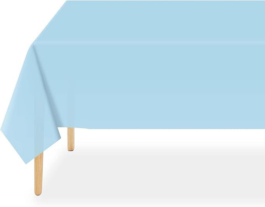 QIKSION Light Blue Plastic Table Cloth Disposable 3 Pack, 54 x 108
