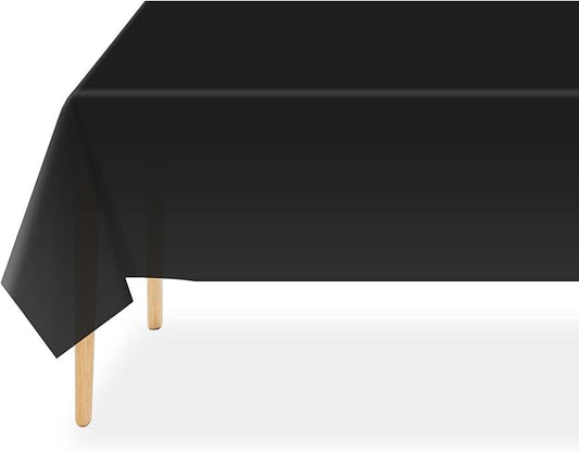 Black Plastic Table Cloth Disposable 2 Pack, 54 x 108 Inch