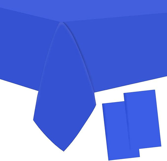 2 Packaging Blue Plastic Tablecloth, 54 inch x108 inch Rectangular