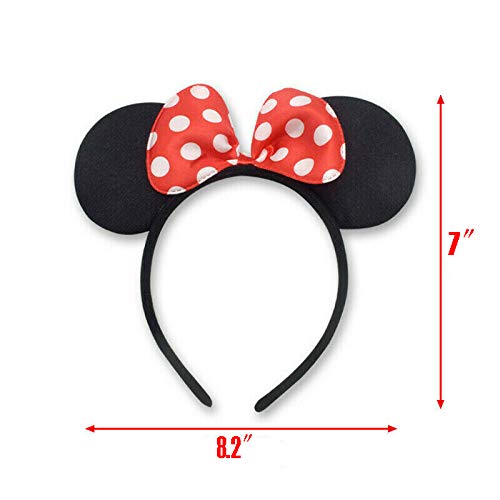 winvin Set of 24 Mouse Costume Deluxe Fabric Ears Headband White Polka