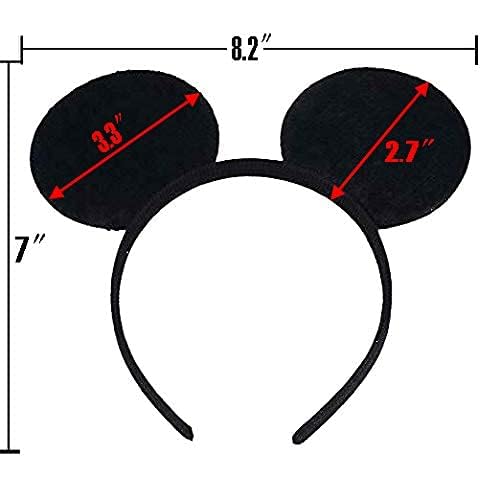 Set of 24 Mouse Costume Deluxe Fabric Ears Headband White Polka Dots