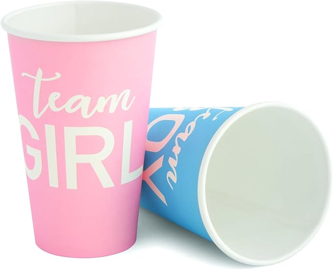 Paper Party Cups Gender Reveal Party Supplies 12 oz Pink and Blue 50
