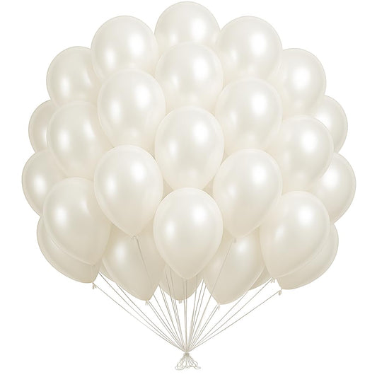 DRWKAY Pearl White Balloons 100 Pack, 12 Inch Latex Helium Pearl White