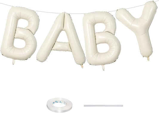 40 Inch Beige BABY Balloon for Baby Shower, Large Cream White Baby