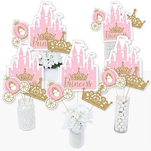 Big Dot of Happiness Little Princess Crown Pink and Gold Princess