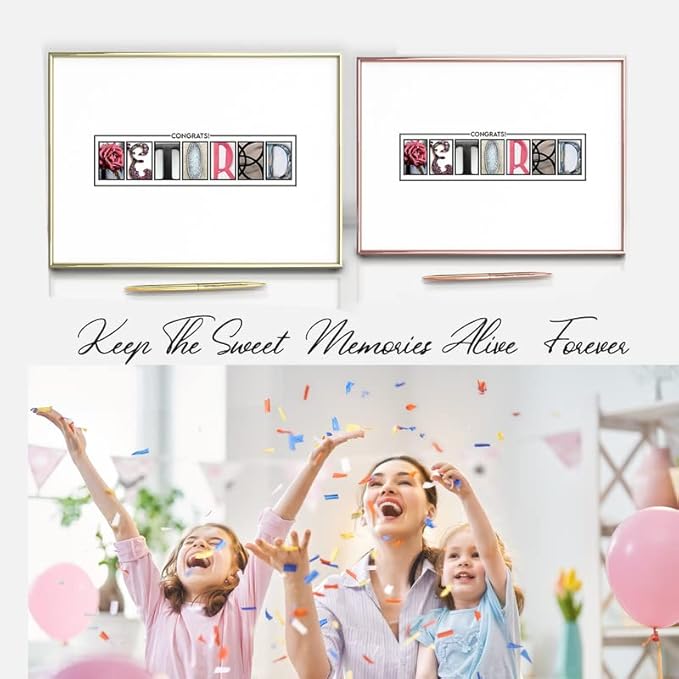 Framed Gold Retirement Decorations Guest Book for Womens 12 x16