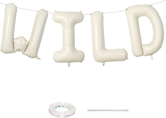 Beige WILD Balloons for Wild One Party Decorations, 40 Inch Cream