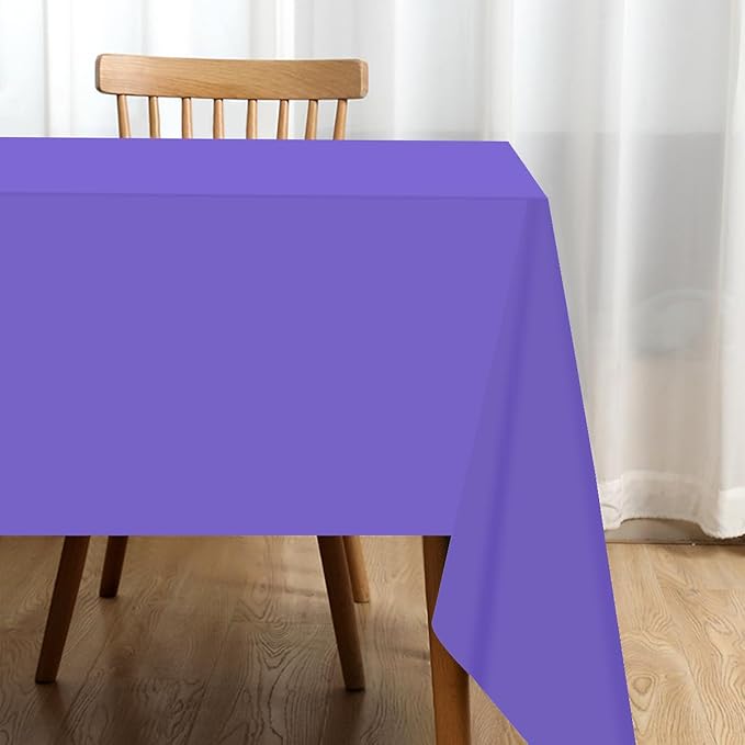 2 Packaging Purple Plastic Tablecloth, 54 inch x108 inch Rectangular