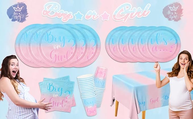 Baby Gender Reveal Party Supplies Boy or Girl Disposable Paper