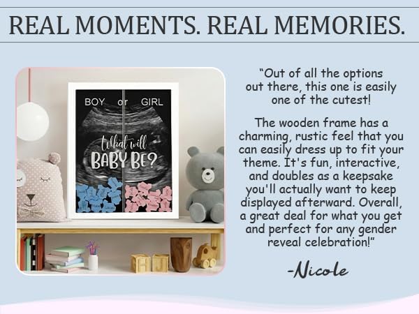 Gender Reveal Voting Board Game Wooden Frame Keepsake Baby Reveal