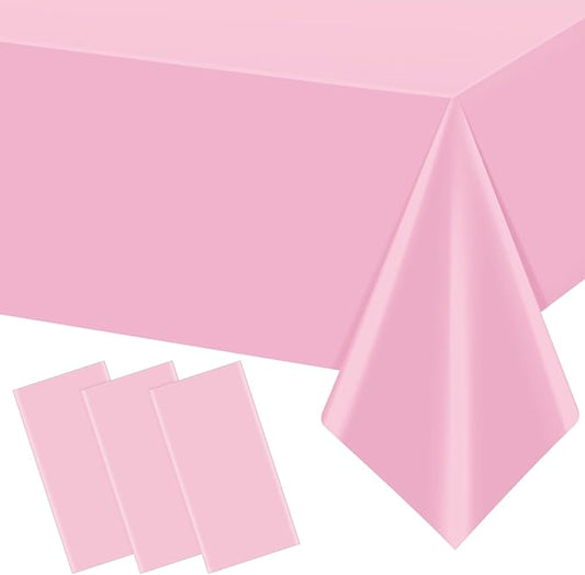 3Pcs Light Pink Tablecloth,Disposable Plastic Tablecloths,Waterproof