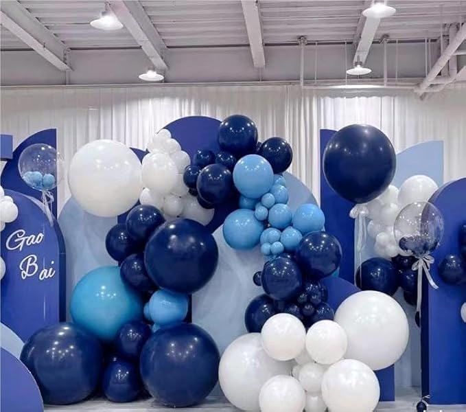 MEBAY Blue White Gold Balloons Garland Arch Kit, 141Pcs Latex