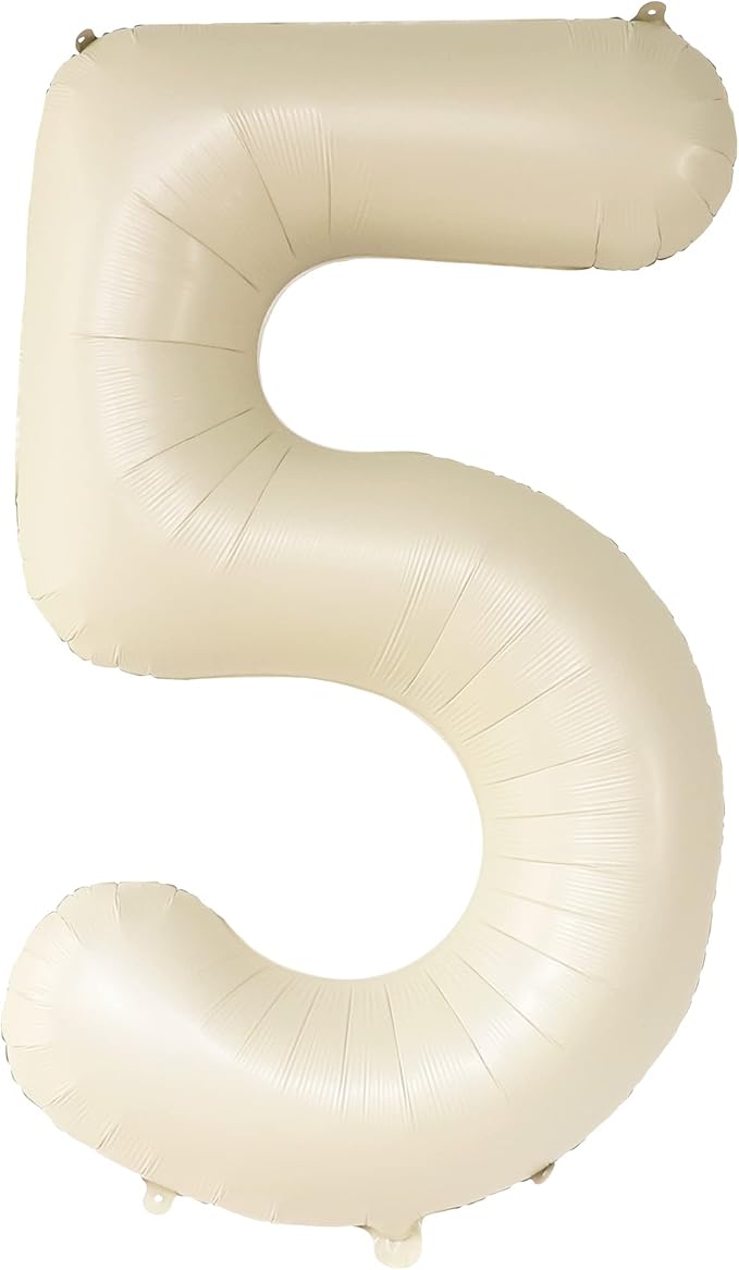 Gaint Cream White 5 Balloon Number - 40 Inch | 5 Birthday