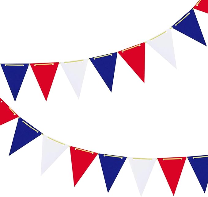 ZOOYOO 20Ft Blue Red White Tropical Pennant Banner,30pcs Bunting