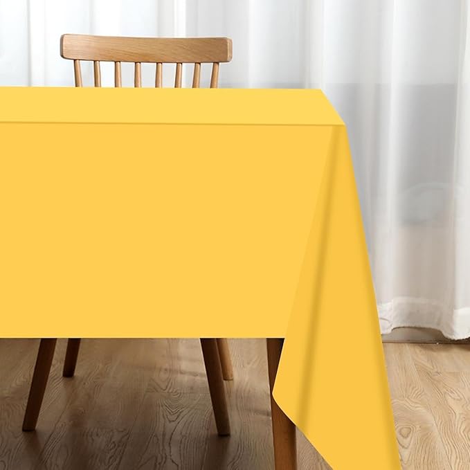 4 Packaging Yellow Plastic Tablecloth, 54 inch x108 inch Rectangular