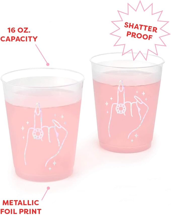 xo Fetti Bachelorette Party Ring Finger Reusable Cups 16 Frost Flex