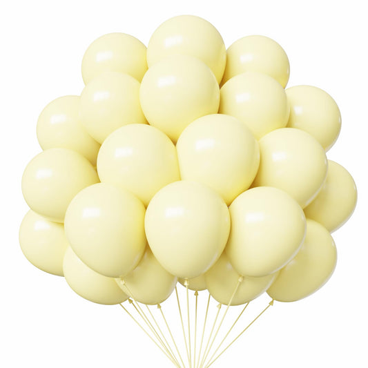 Light Yellow Balloons, 50pcs 12 Inches Pastel Yellow Latex Balloons