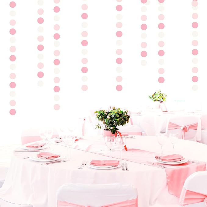 Light-Pink White Girls-Birthday Party-Decoration Garland - 52ft Baby