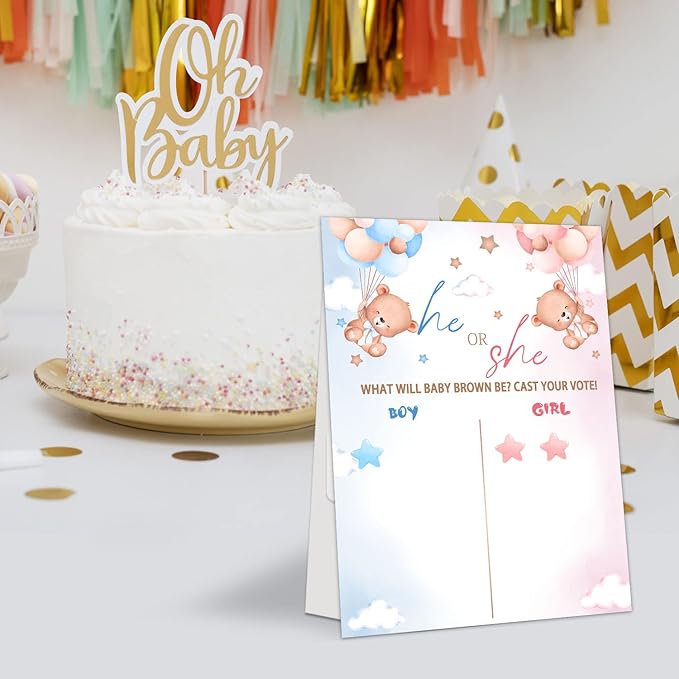 LNOKRIM Gender Reveal Party Games Bear Theme Baby Gender Reveal