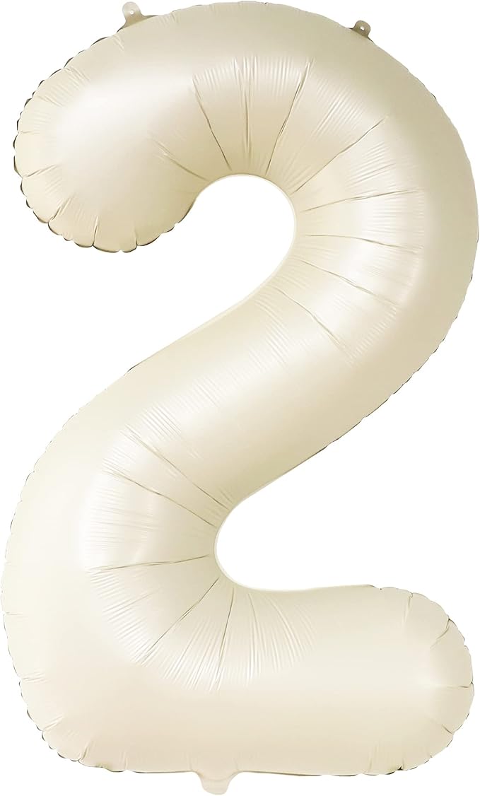 Cream White Number 2 Balloon - 40 Inch, 2nd Birthday Party