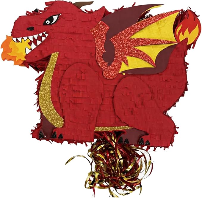 Red Dragon Piñata - Dino Themed Piñata with Pull String