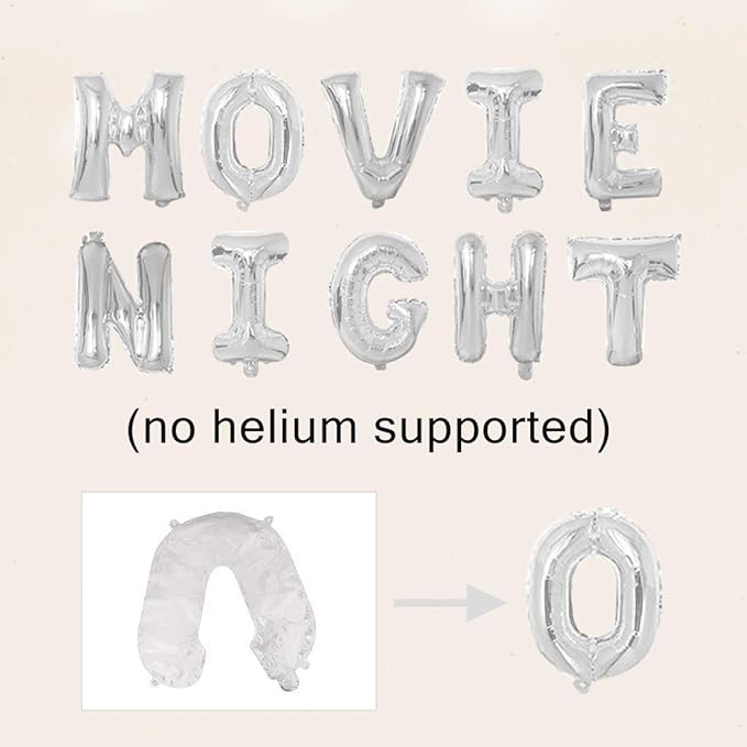 Movie Night Decorations Popcorn Star Foil Balloons for Birthday