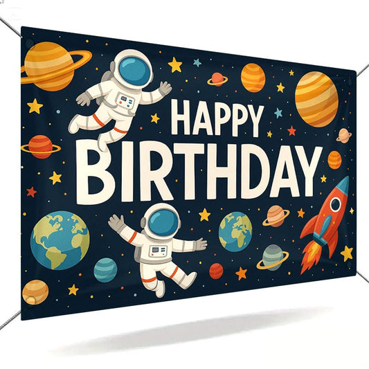 ActFirst Space Birthday Decorations Banner 71x43 Inch, Large Outer