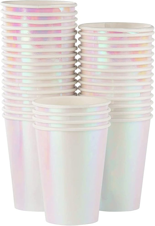 Mermaid Cups 36 Count 12 Oz Iridescent Foil Paper Cups Compostable