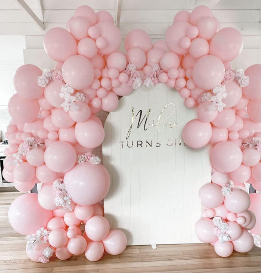 Pastel Pink Balloon Garland Double Stuffed Baby Pink Balloons Arch