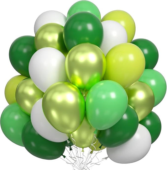 60PCS Green Party Balloons, Dark Green Emerald Green Lime Greens