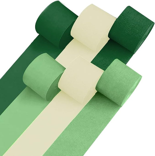 Captain Décor 6 Crepe Paper Streamers Rolls, 492ft Pack of 6 Green &