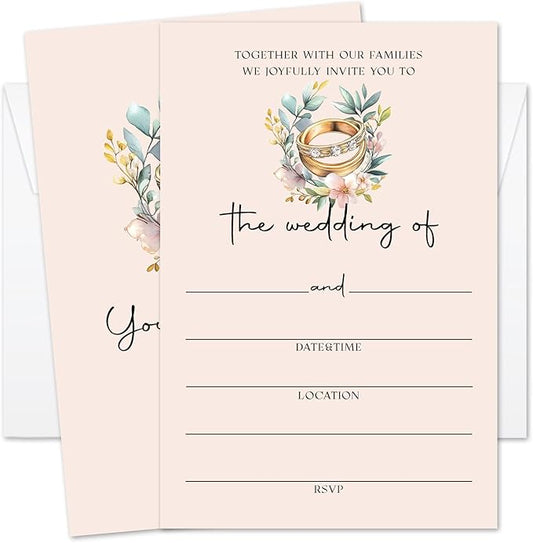 Ring Wedding Invitations, Wedding Shower Invites With Envelopes,