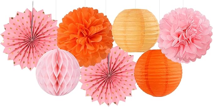 Pink Orange Groovy Thanksgiving Engagement Party Decorations 14pcs
