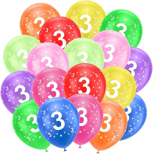 Ainiv 3rd Birthday Balloons 18PCS, 12inch Numbers Printed Latex Party