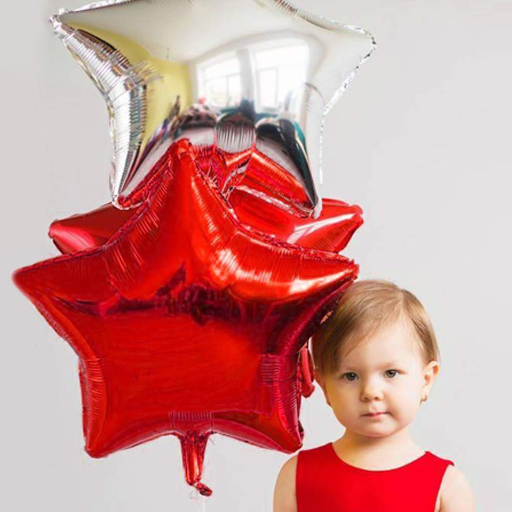 24 Pcs 18" Red Star Balloons Foil Balloons Mylar Balloon for Baby