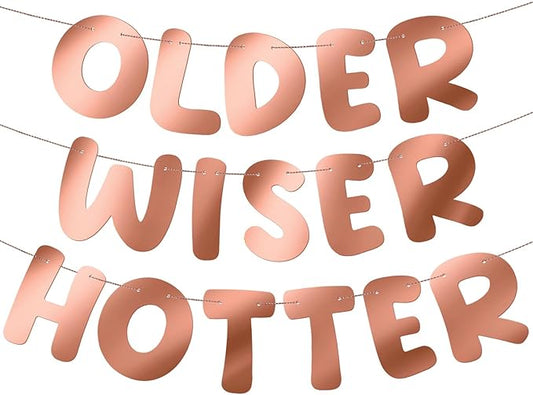 Fulmoon Set of 3 Pre Strung Older Wiser Hotter Glitter Banner Funny #3
