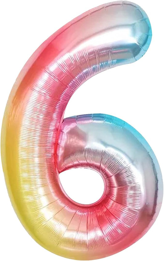 KatchOn, Giant Rainbow Number 6 Balloon - 40 Inch | 6 Year Old