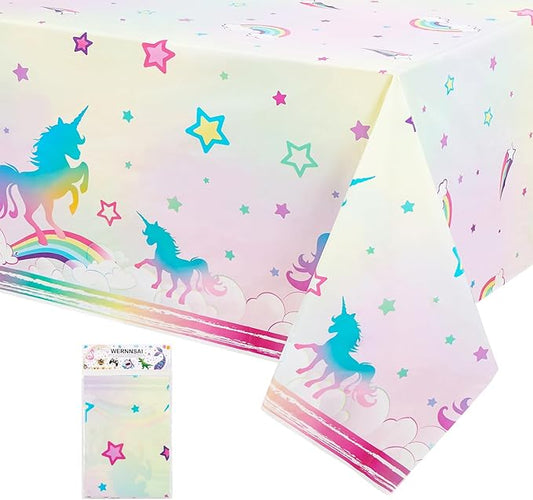 WERNNSAI 1PCS Unicorn Tablecloth - Unicorn Birthday Decorations