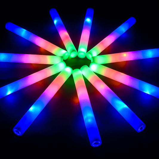ColorHome Glow Sticks Bulk-36 Pcs LED Foam Sticks Glow in The Dark