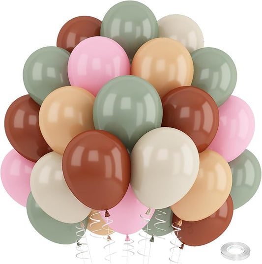 Sage Green Pink Balloons 12inch Dusty Green Pink Brown Balloon