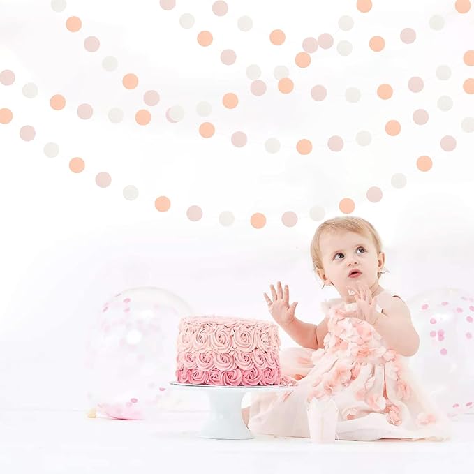 Peach-Pink White Party-Decorations Paper Garland - 52ft Princess