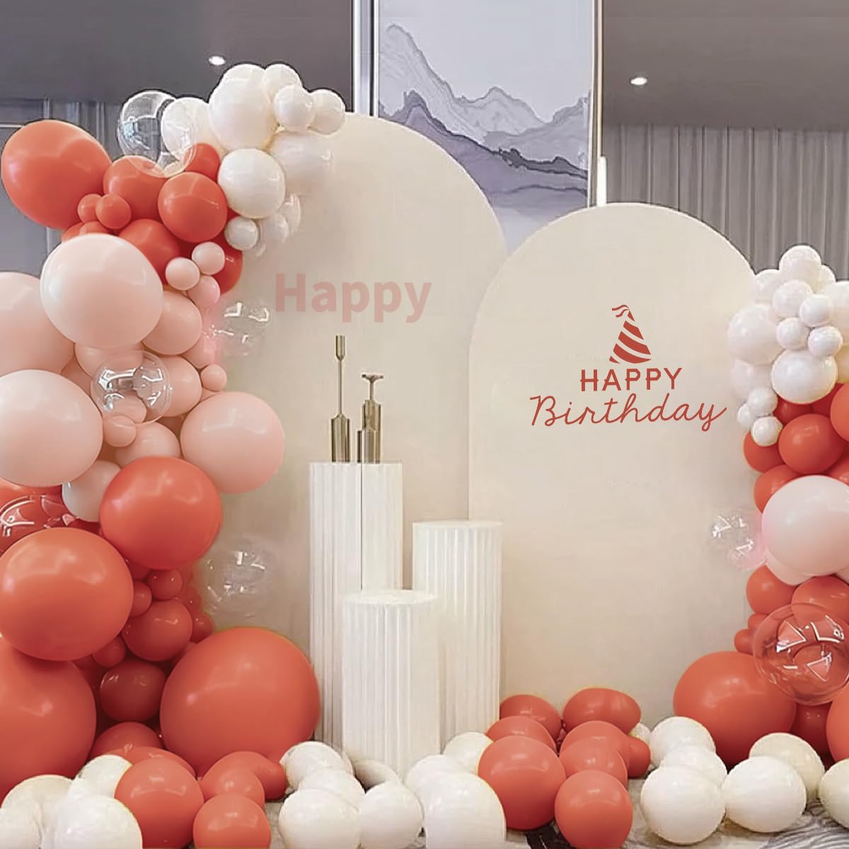 MEBAY Orange Pink Blush White Balloon Garland Arch Kit, 155Pcs Latex