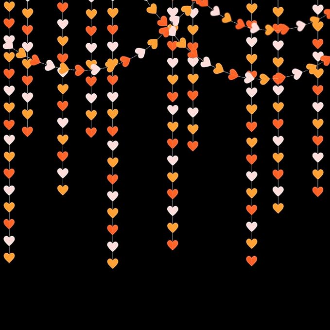 Pink Orange Fall Engagement Party-Decorations Heart-Garland - 52ft