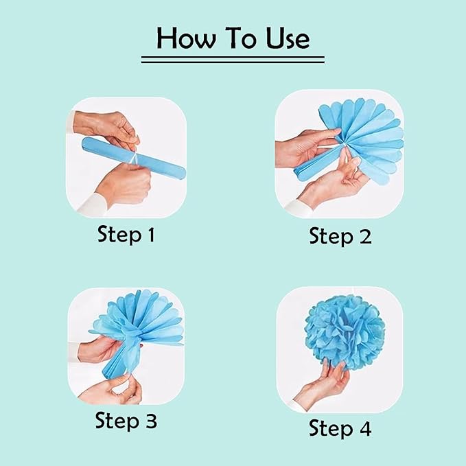 ZOOYOO Paper Tissue Pom Poms, 12 Pcs Green Pink Pompoms Party Hanging