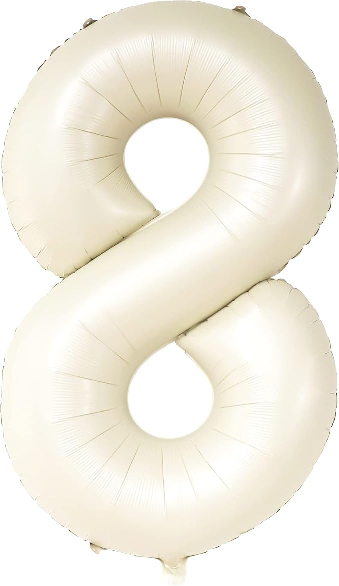 Giant Cream White Number 8 Balloon - 40 Inch | 8th Birthday