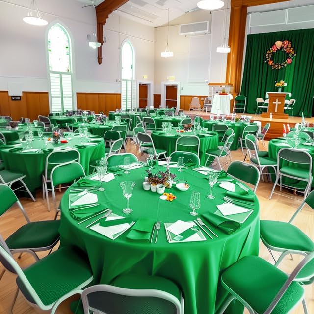 Green Plastic Table Cloth - 4 Pack 84" Round Disposable