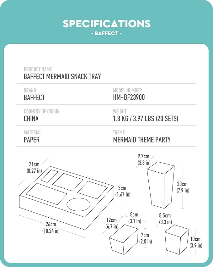 Movie Night Snack Trays 120 PCS Include 20 Mermaid Party Snack Trays