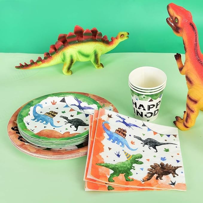 Watercolor Dinosaur Party Supplies Disposable Dinosaur Party