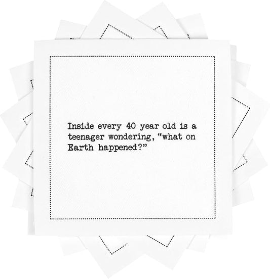 Five Star Funny 40th Birthday Quotes | White Cotton Cocktail Napkins