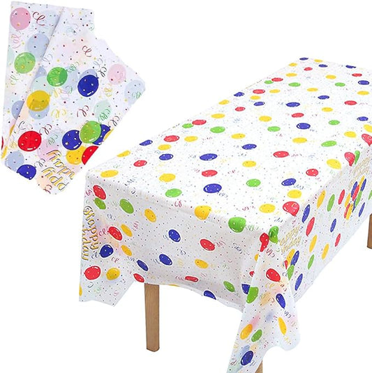 2 Pack Happy Birthday Plastic Tablecloth, 54x108 inch Rectangular